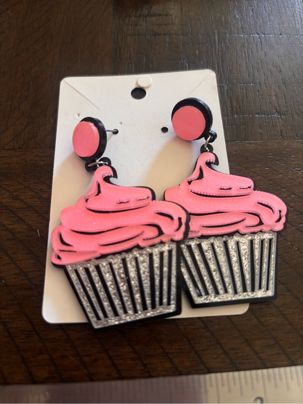 Pink Cupcake Dangle Earrings - Fun Party Accessory